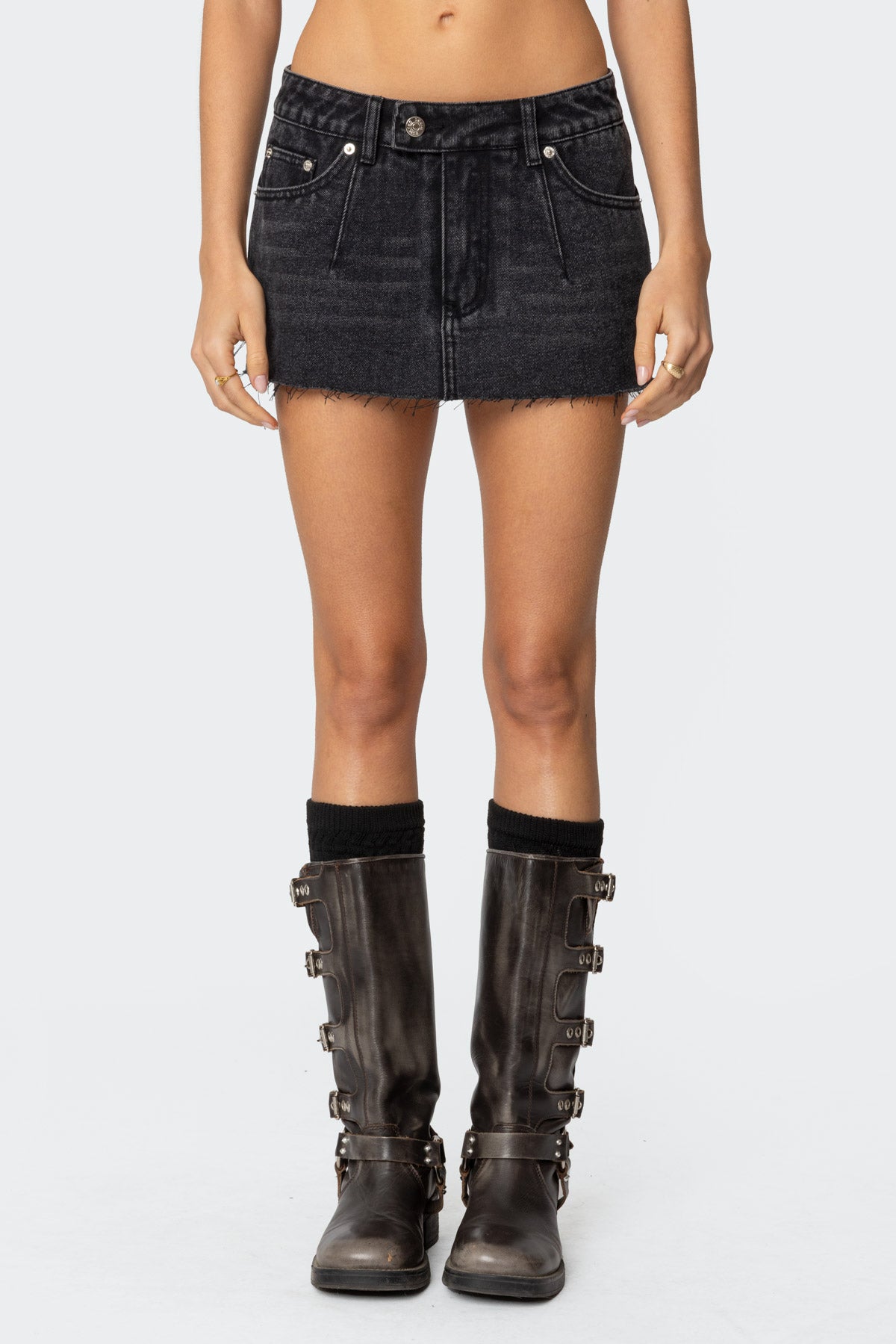 Clementine Low Rise Denim Micro Skort - Image 2