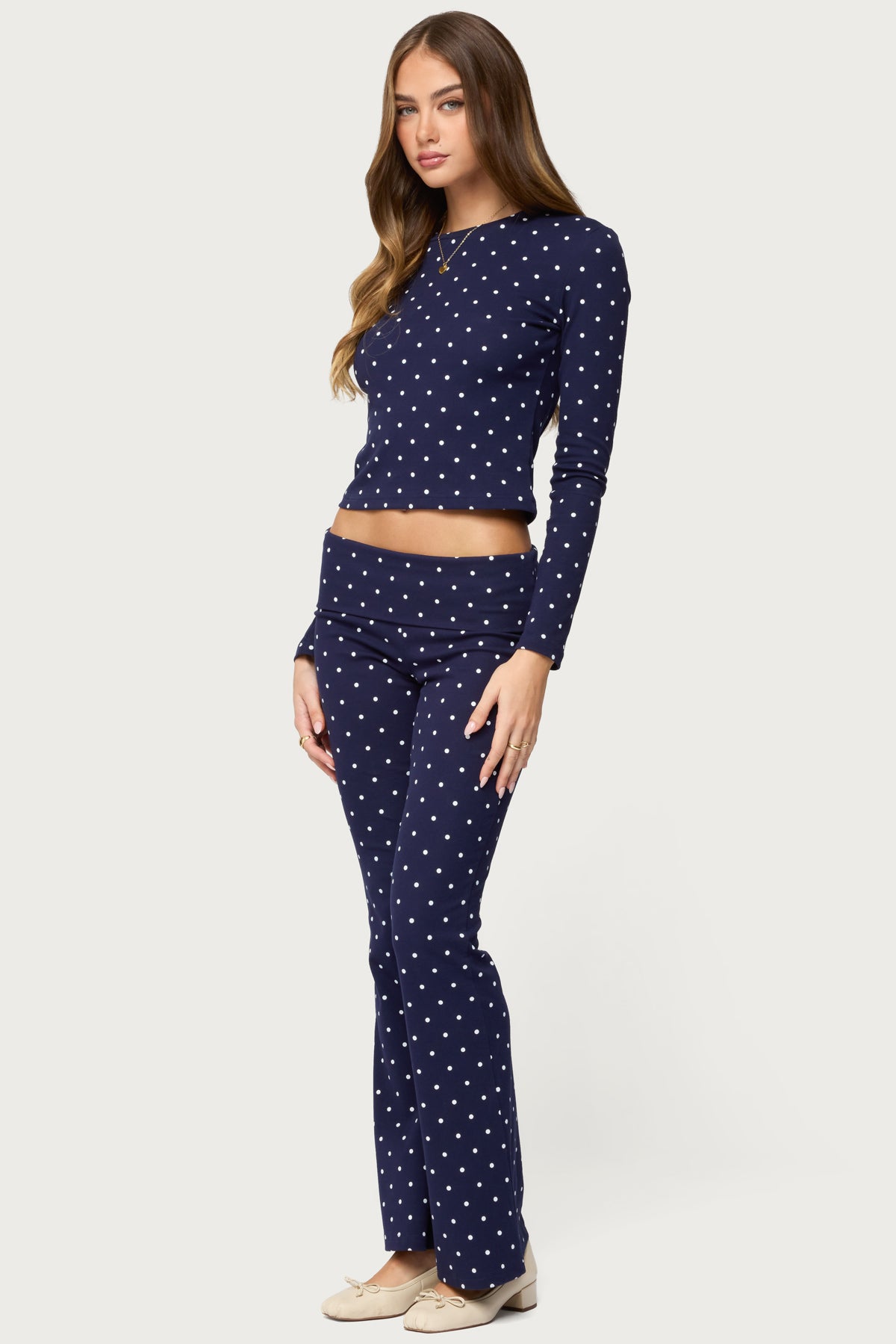 Daliya Polka Dot Fold Over Pants - Image 3