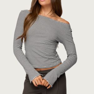 Leyna Striped Off Shoulder Top