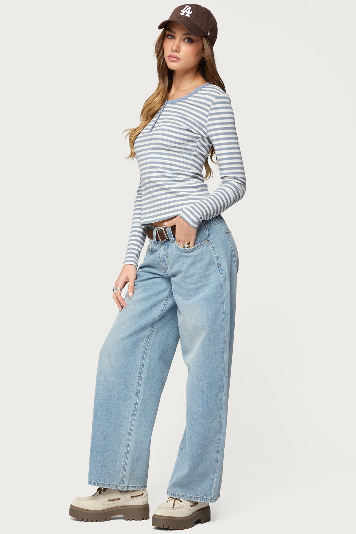 Roma Striped Henley Top - Image 4