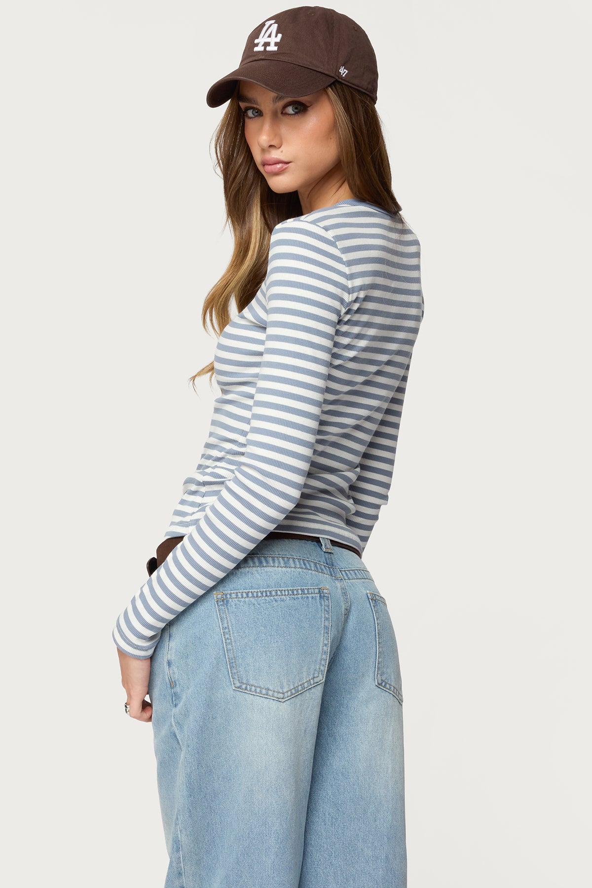 Roma Striped Henley Top - Image 5