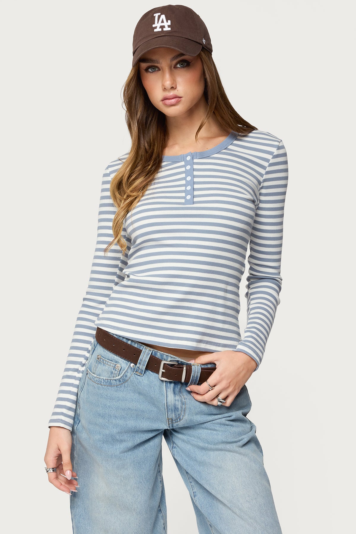 Roma Striped Henley Top