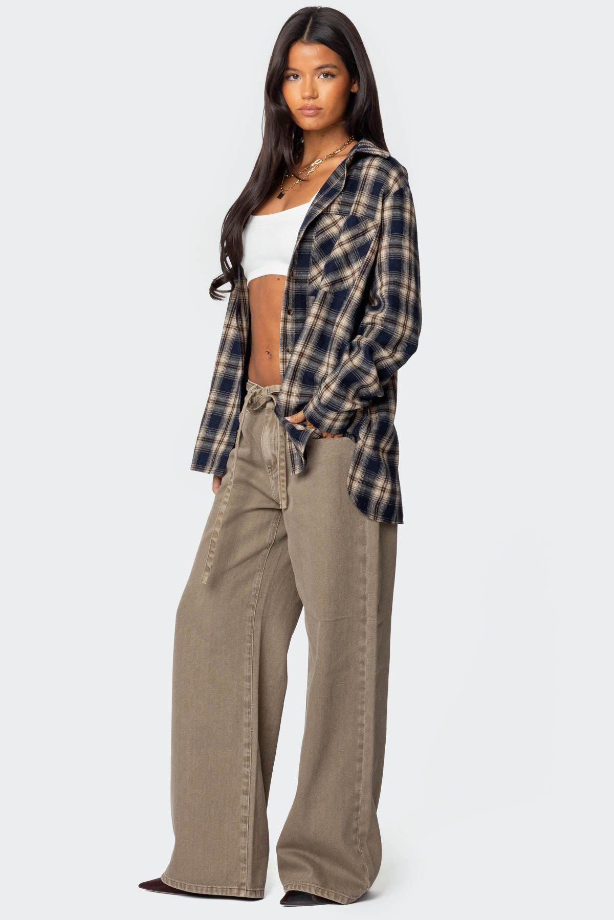 Plaid Flannel Button Up Shirt - Image 4
