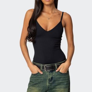 Teaghan V Neck Fitted Bodysuit