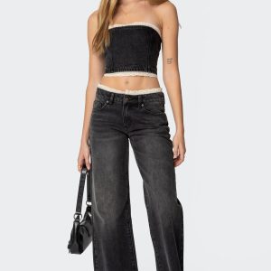 Karlie Lace Trim Jeans