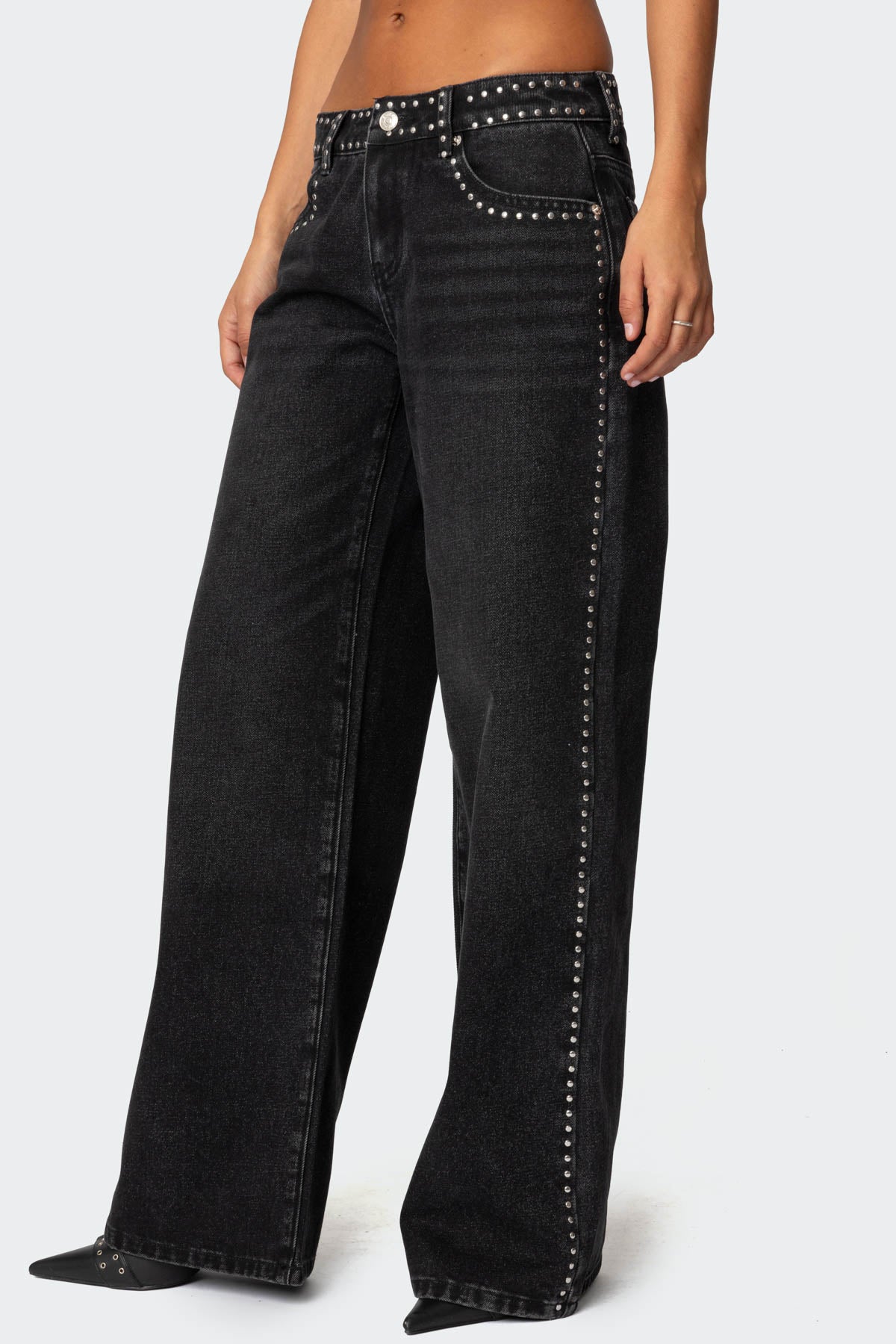 Quincy Studded Low Rise Jeans - Image 2