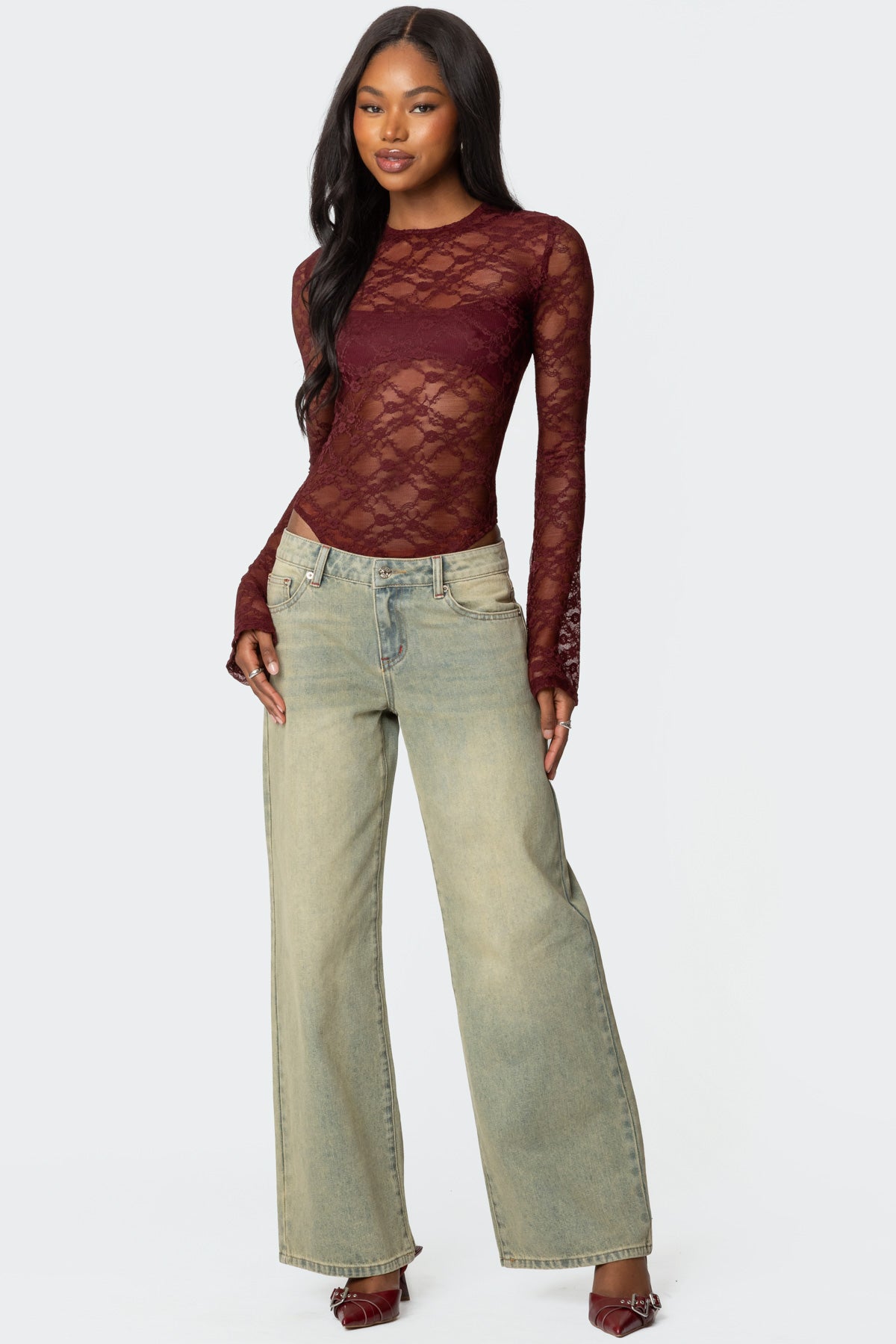 Colette Sheer Lace Bodysuit - Image 2