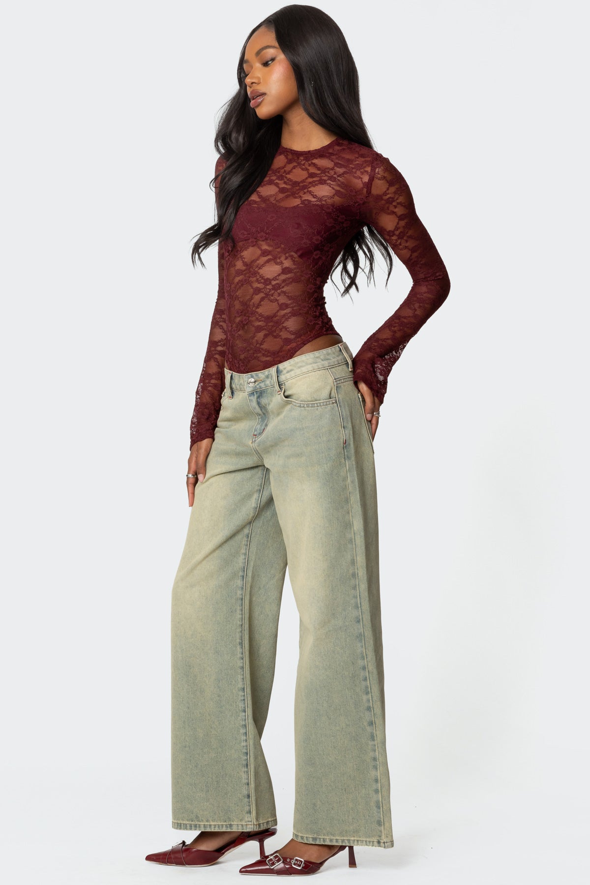 Colette Sheer Lace Bodysuit - Image 4