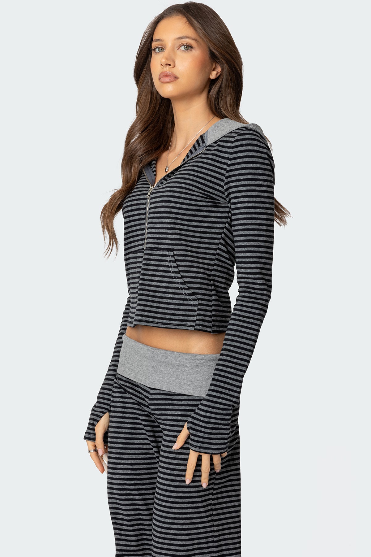 Meggy Striped Zip Up Hoodie - Image 3