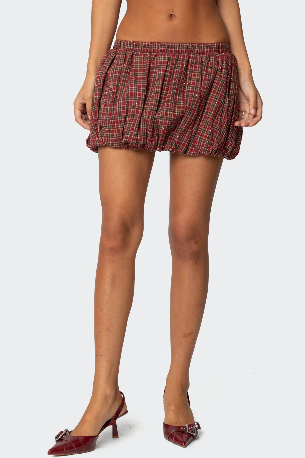 Marlene Plaid Bubble Mini Skirt - Image 2