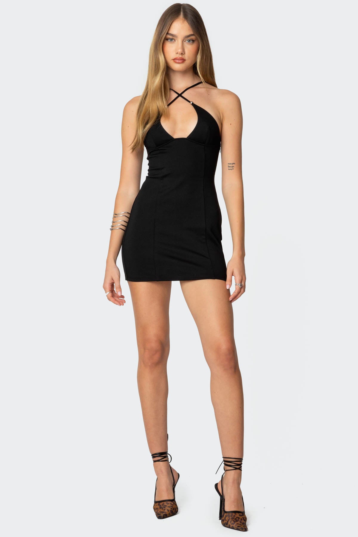 Louie Crossover Beaded Mini Dress - Image 2