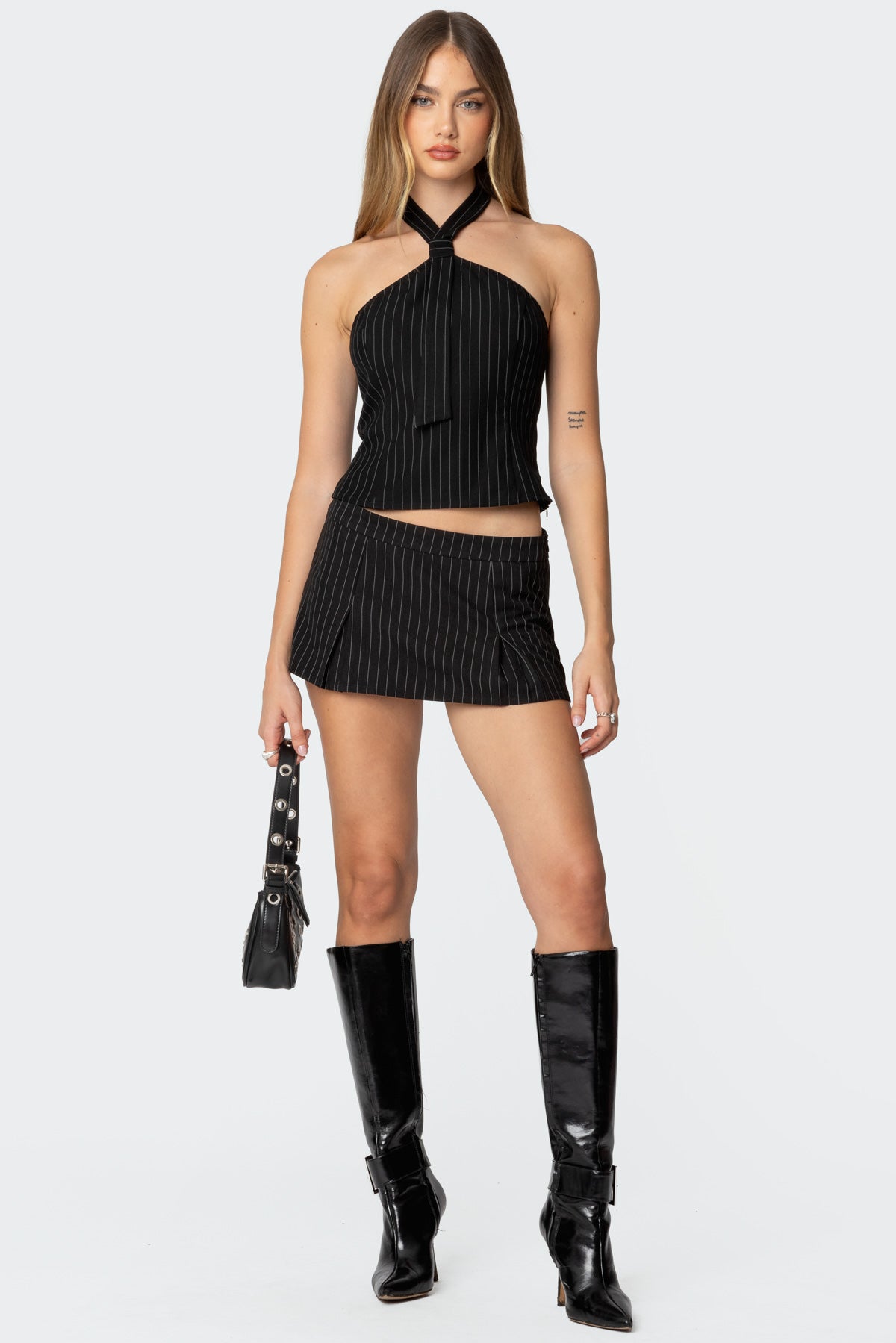 Karine Pinstripe Halter Top - Image 2