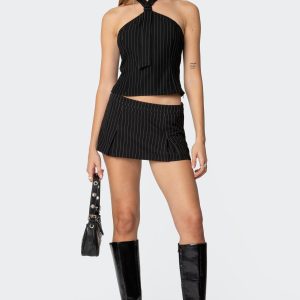 Karine Pinstripe Pleated Mini Skort