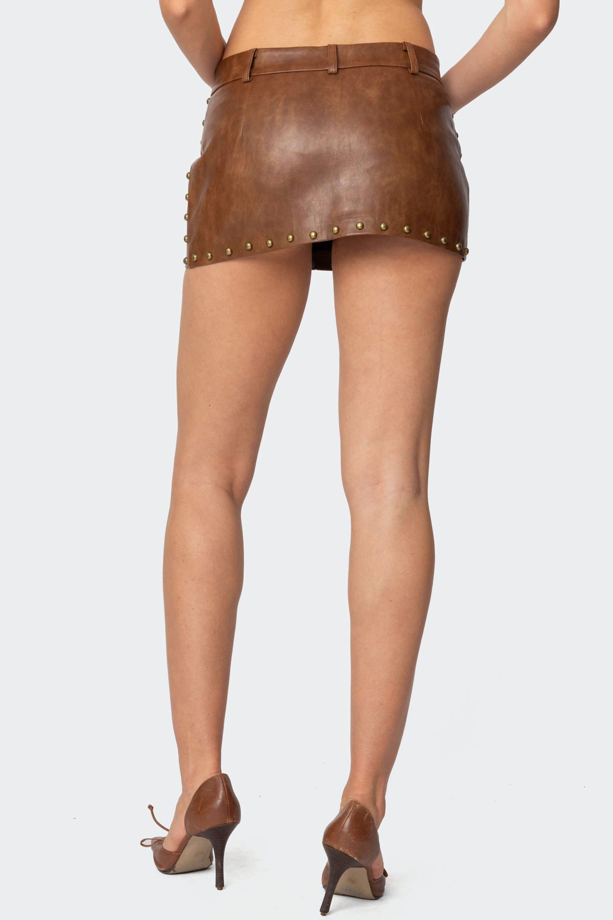 Studded Faux Leather Mini Skort - Image 5