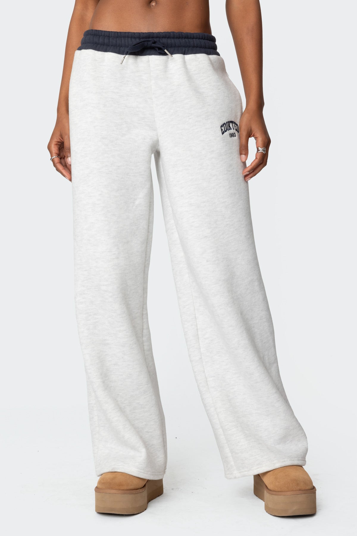 Edikted Contrast Embroidered Sweatpants - Image 2