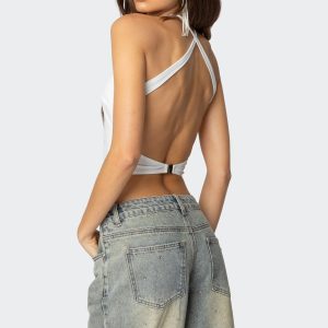 Caity Backless High Neck Top