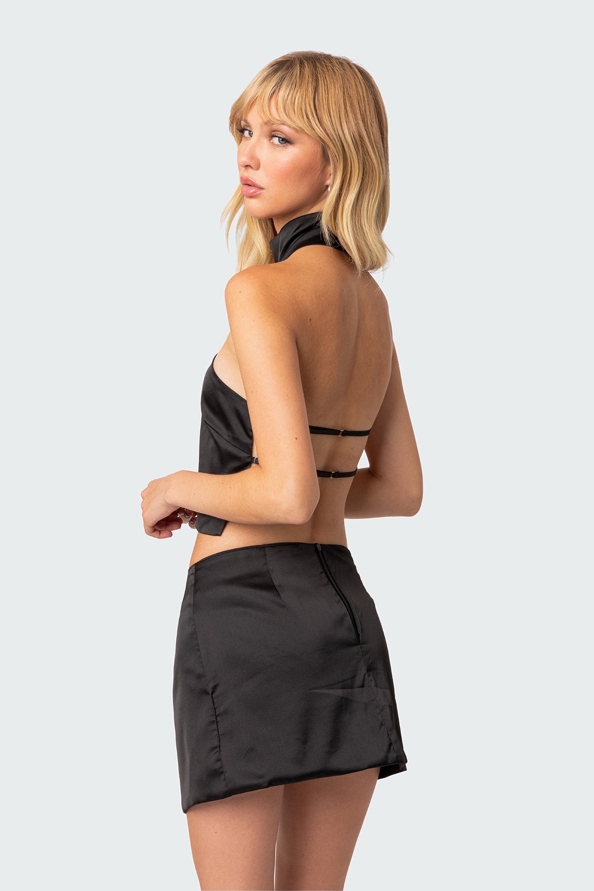 Daina Satin Effect Open-Back Crop Top - Image 4