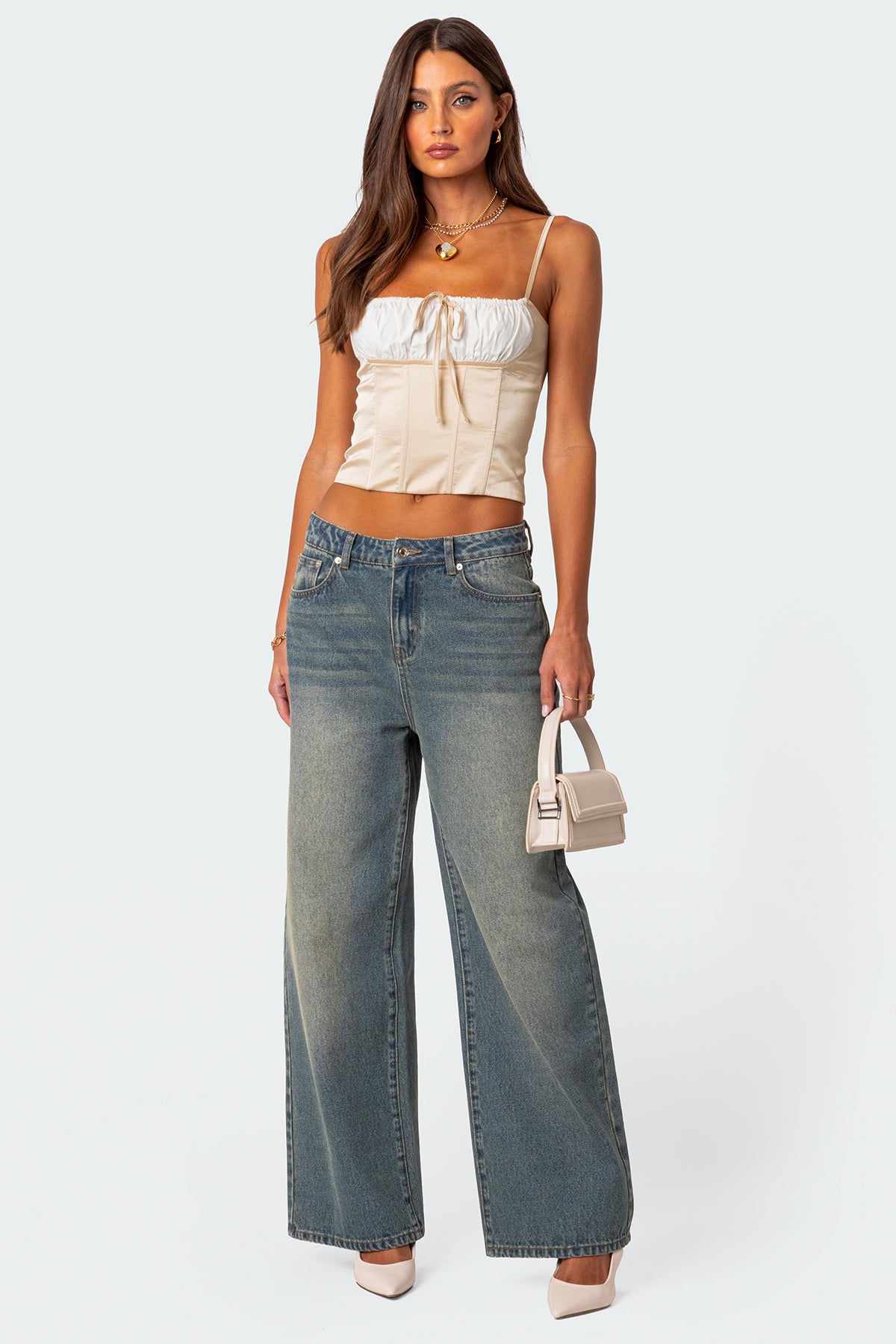 Arabelle Satin Effect Lace Up Corset - Image 2