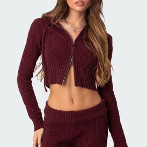 Ray Cable Knit Hooded Cardigan