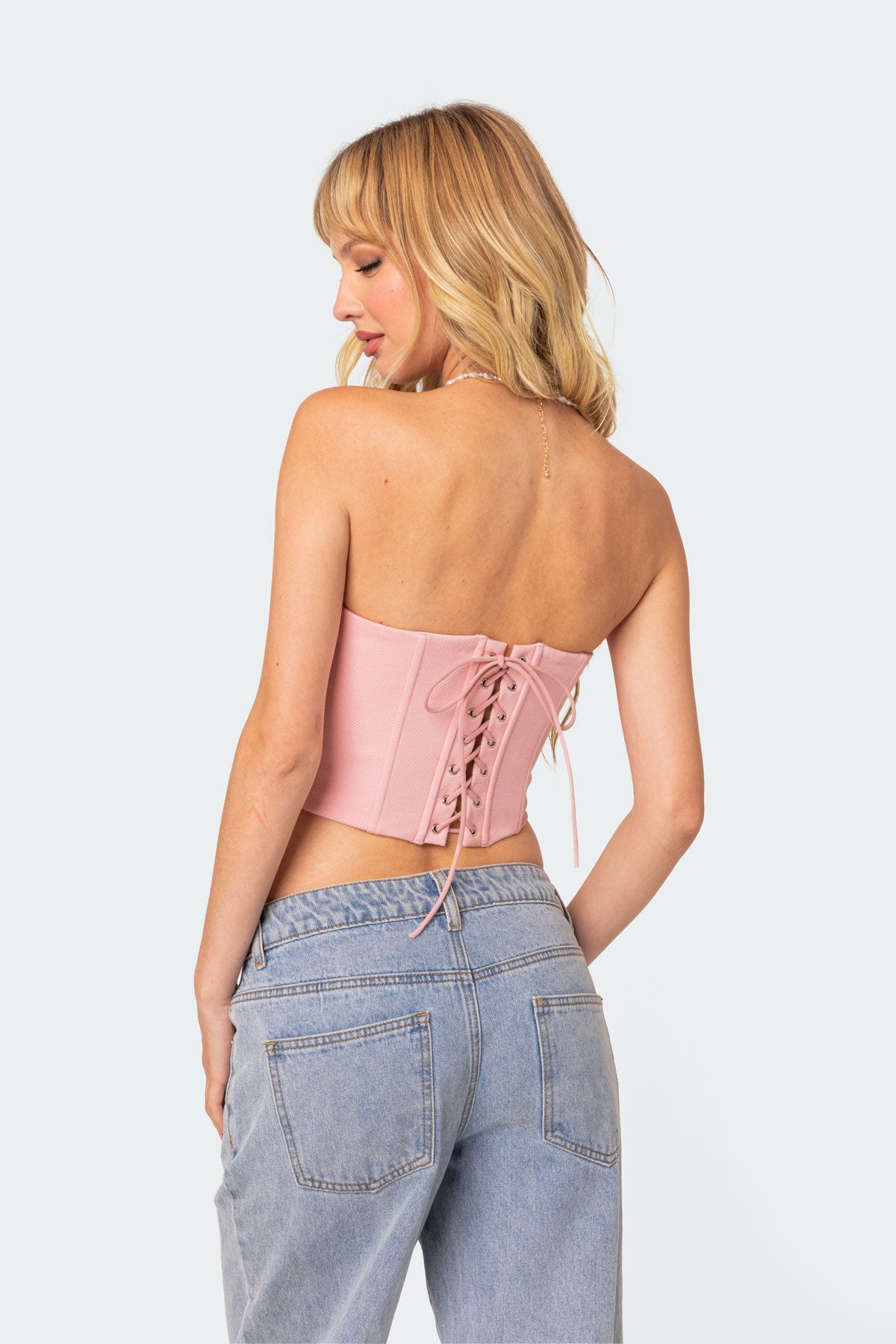 Tempting Textured Ruffle Hem Corset - Image 5