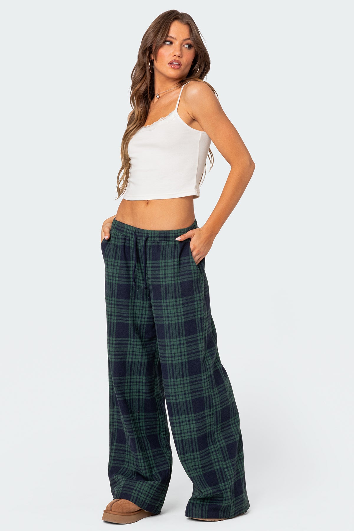 Lounge Around Plaid Wide Leg Pants - Image 5