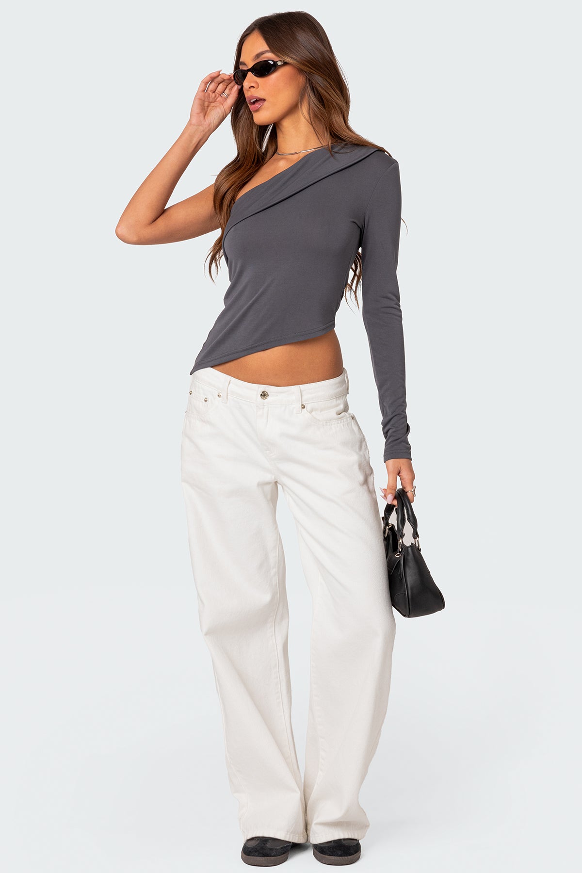 Fold Over One Shoulder Top - Image 2