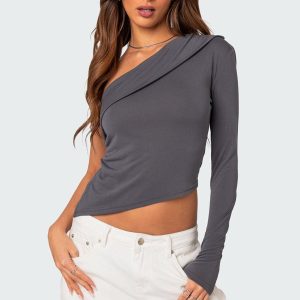 Fold Over One Shoulder Top
