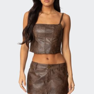 Scout Zip Up Faux Leather Corset