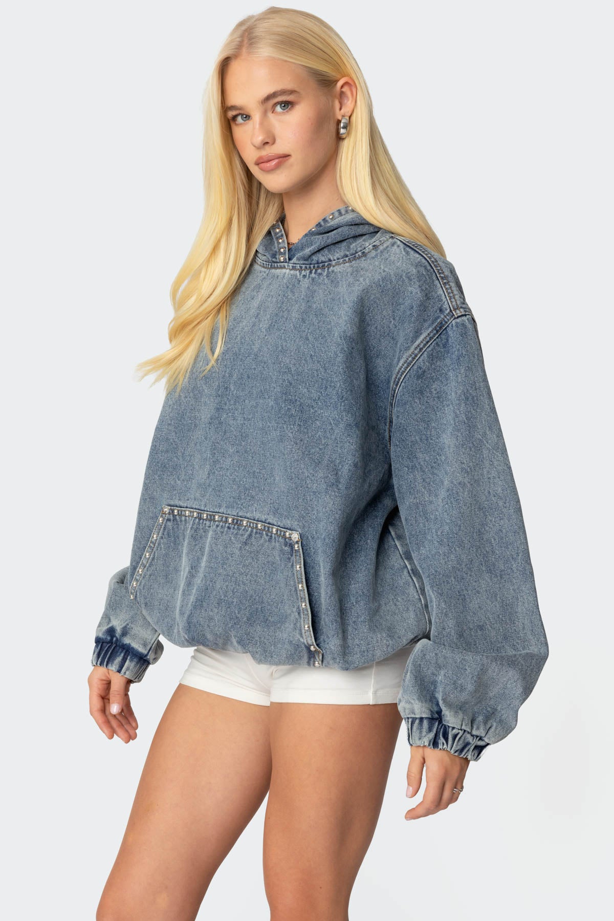 Marney Oversized Studded Denim Hoodie - Image 3