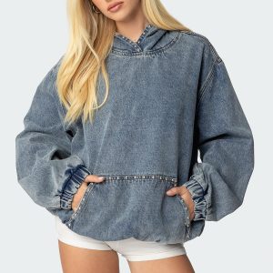 Marney Oversized Studded Denim Hoodie