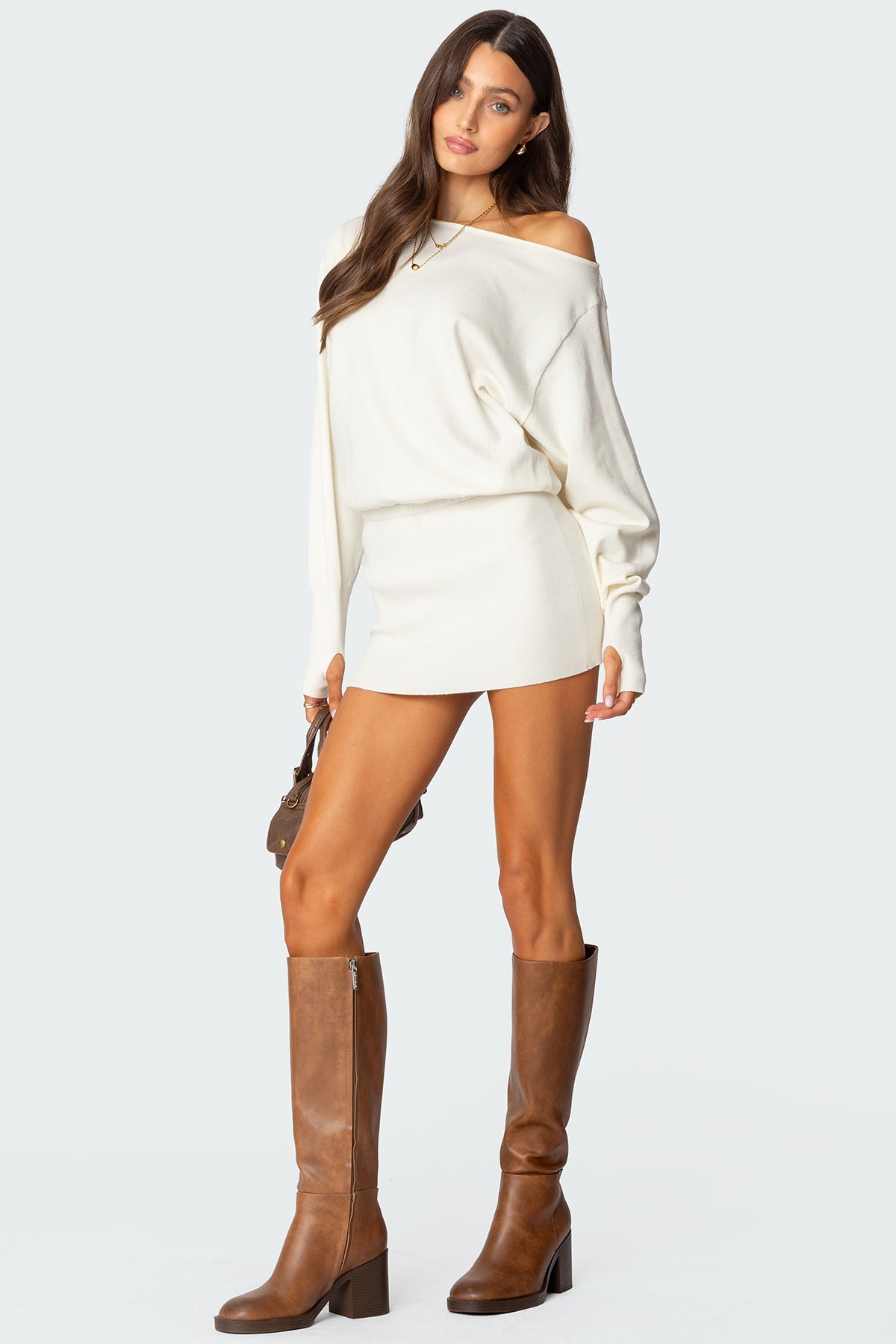 Eve Off Shoulder Knit Mini Dress - Image 2