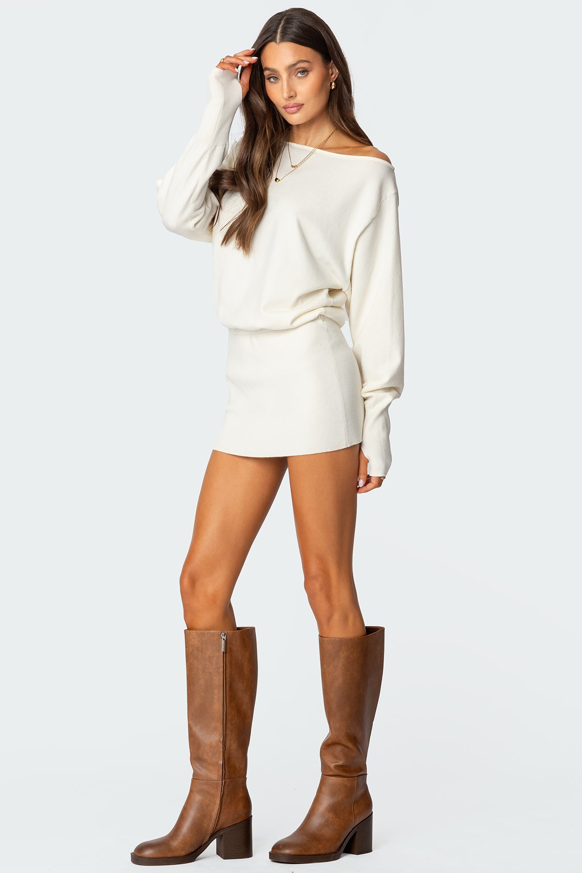 Eve Off Shoulder Knit Mini Dress - Image 4