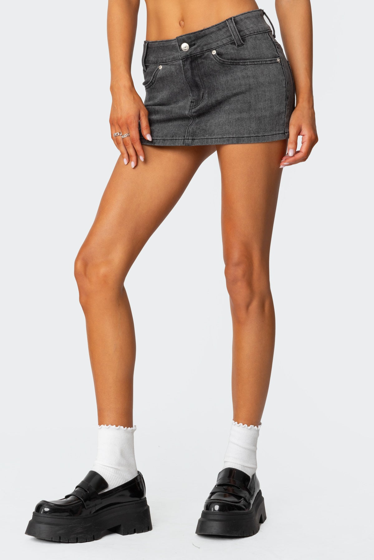 Bev Stretchy Denim Micro Skirt - Image 4