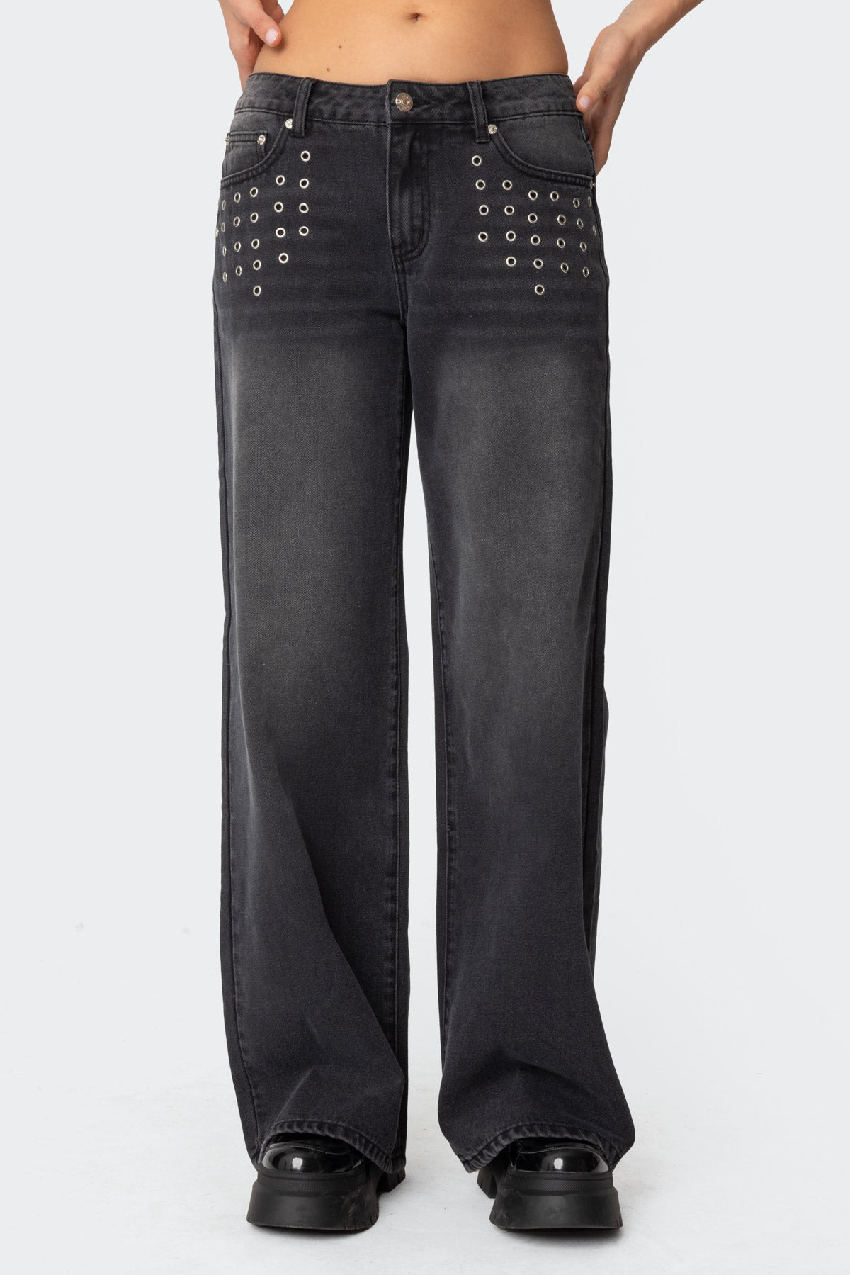 Grommet Low Rise Baggy Jeans - Image 2