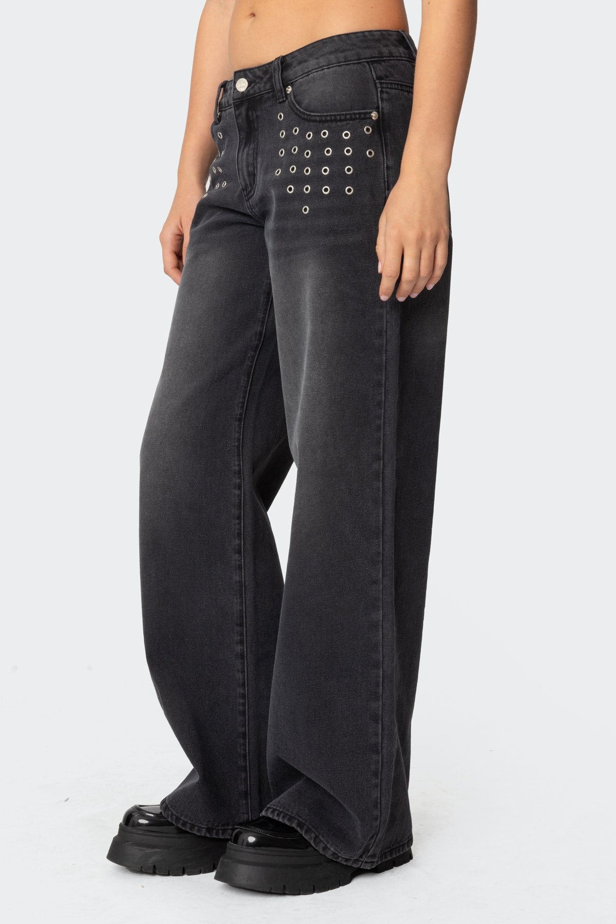 Grommet Low Rise Baggy Jeans - Image 4