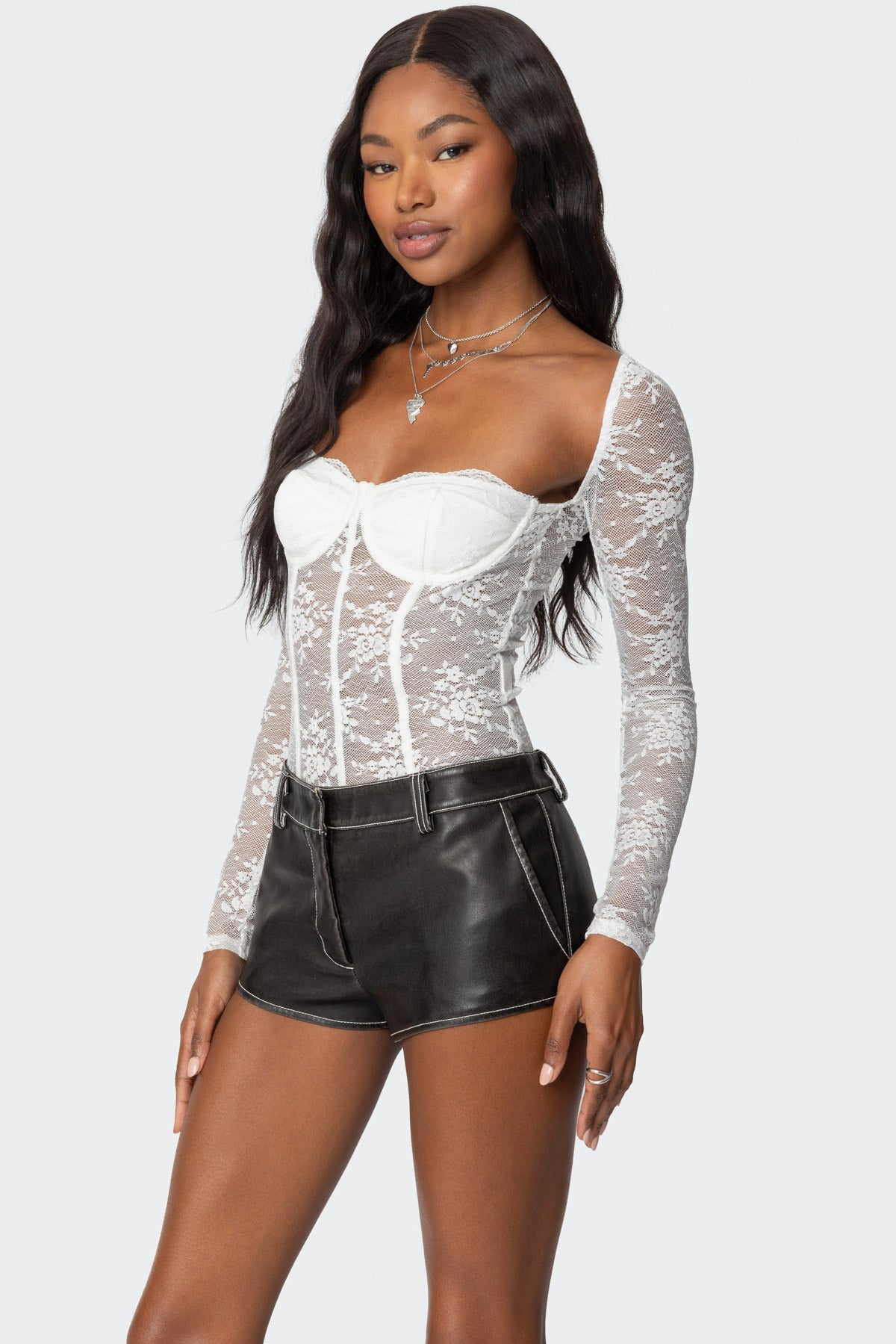 Ally Sheer Lace Cupped Bodysuit - Image 3