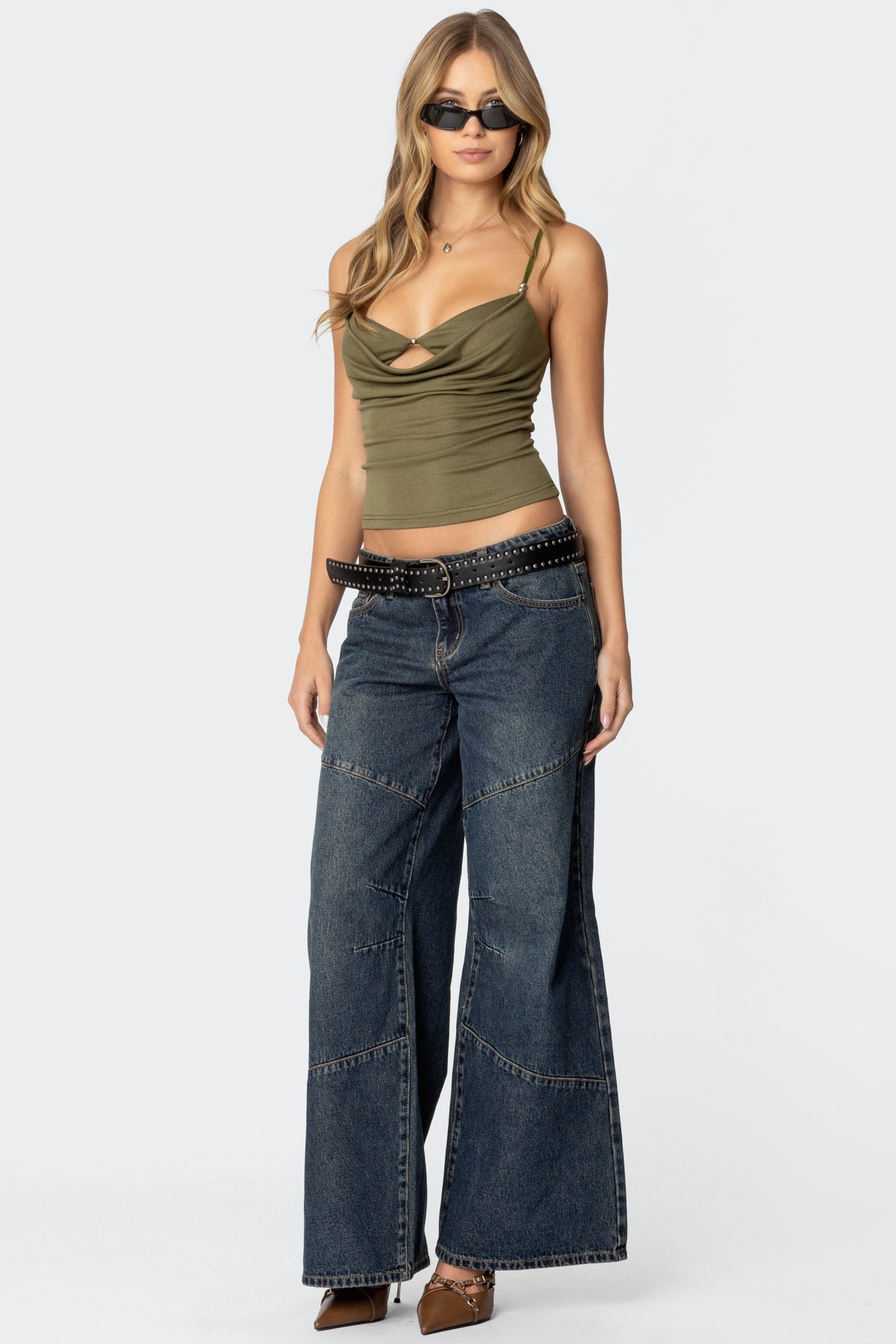 Layered Bra Cowl Neck Top - Image 2