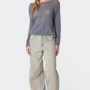 Double Belt Washed Low Rise Jeans