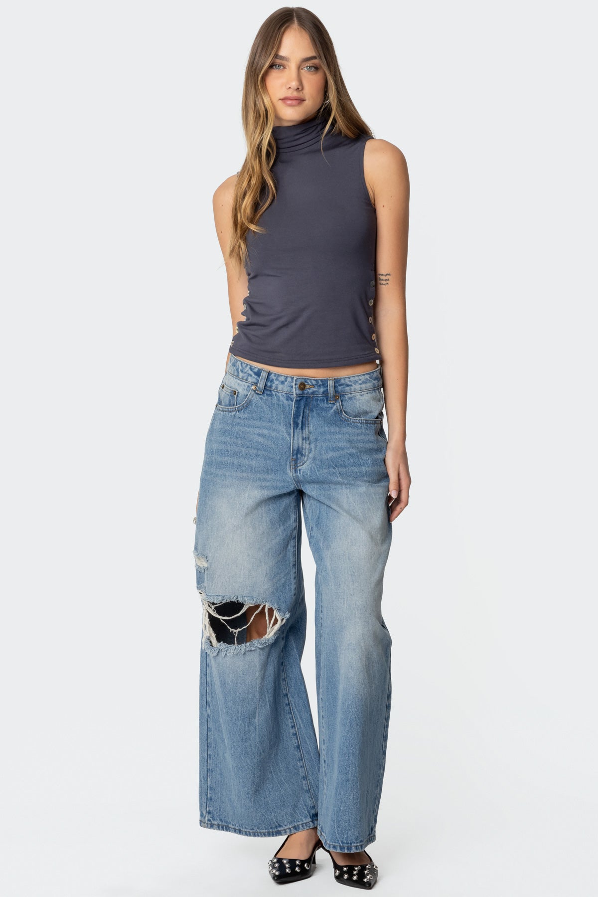 Coral Turtle Neck Top - Image 2