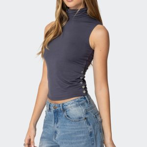 Coral Turtle Neck Top