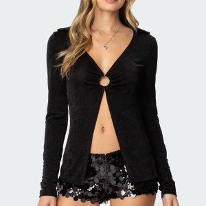 Daria Split Front Long Sleeve Top