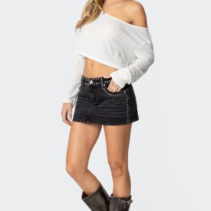 Mia Studded Denim Mini Skirt