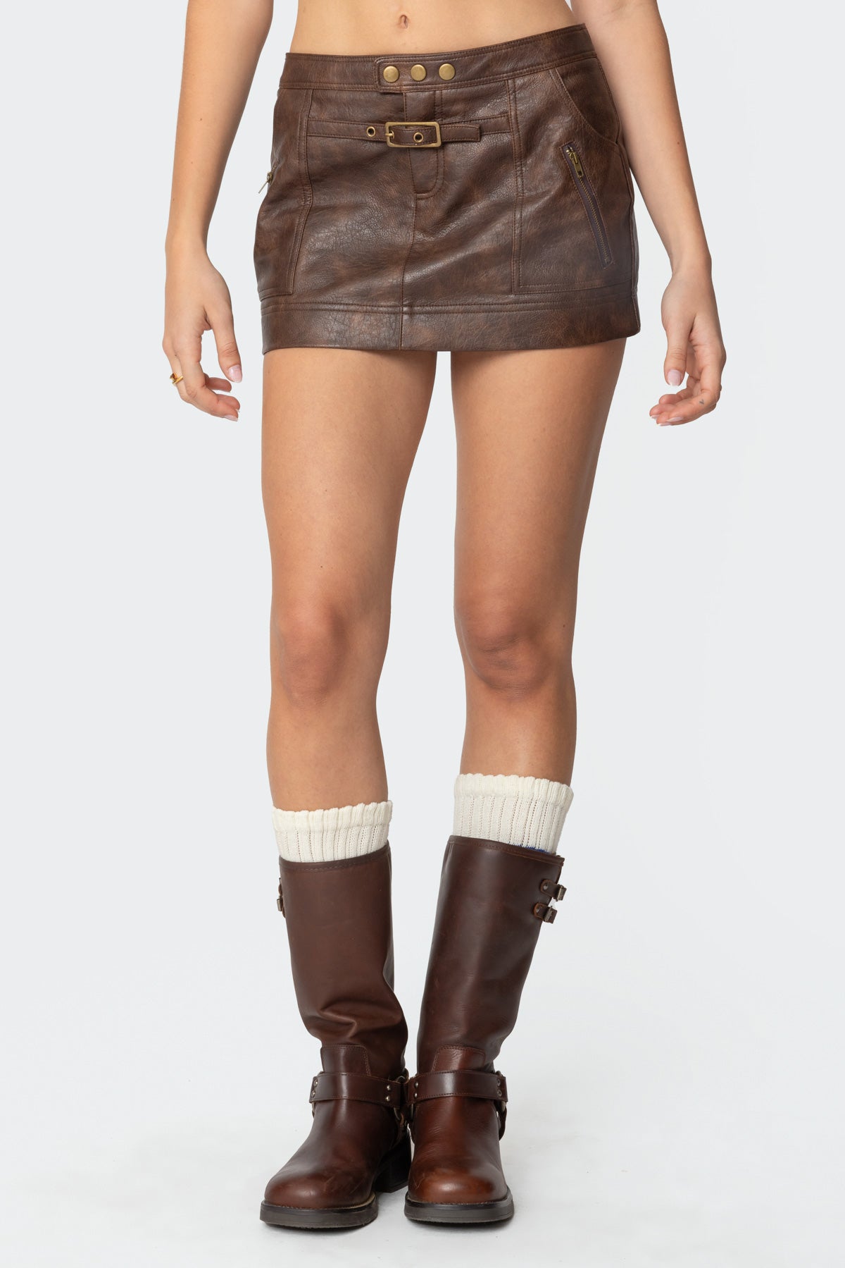 Pax Faux Leather Mini Skirt - Image 2