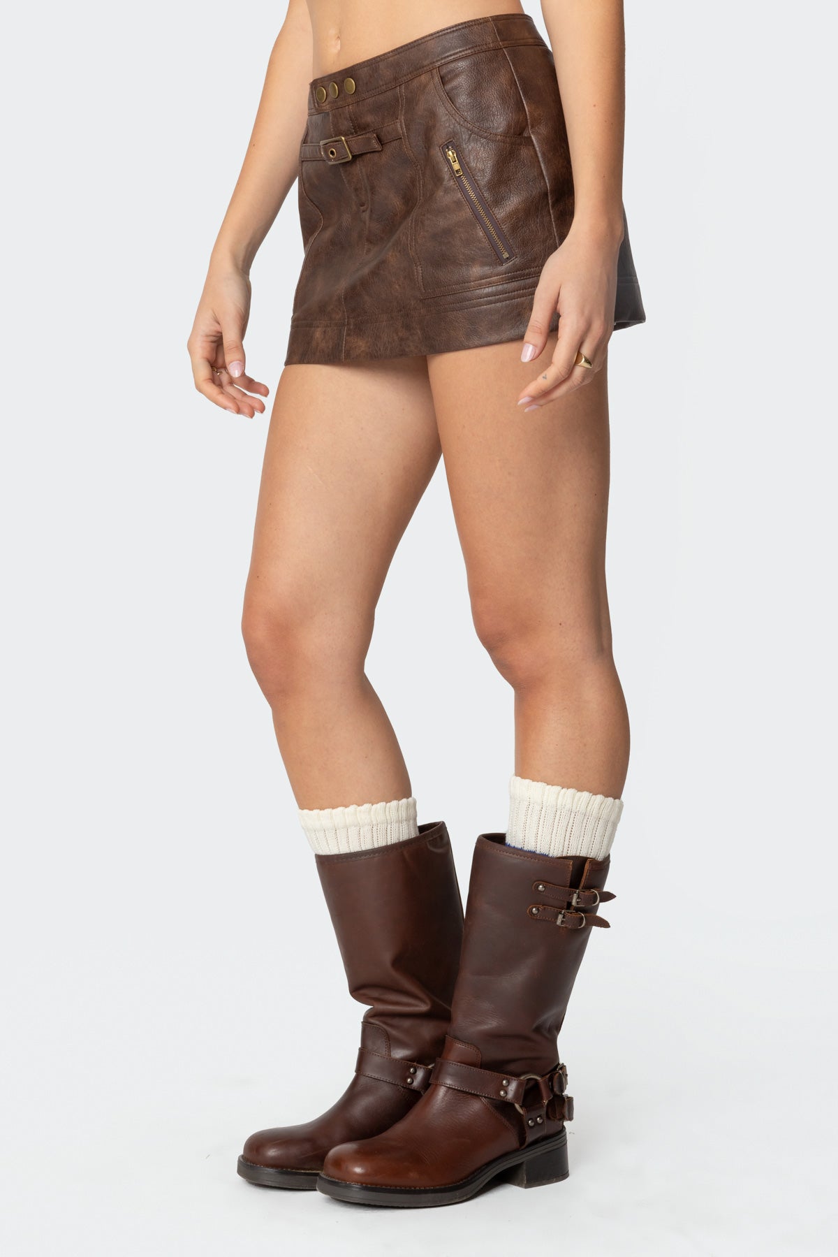 Pax Faux Leather Mini Skirt - Image 4