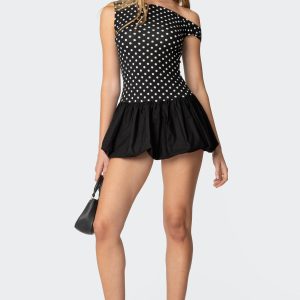 Polka Dot Asymmetric Bubble Skirt Mini Dress