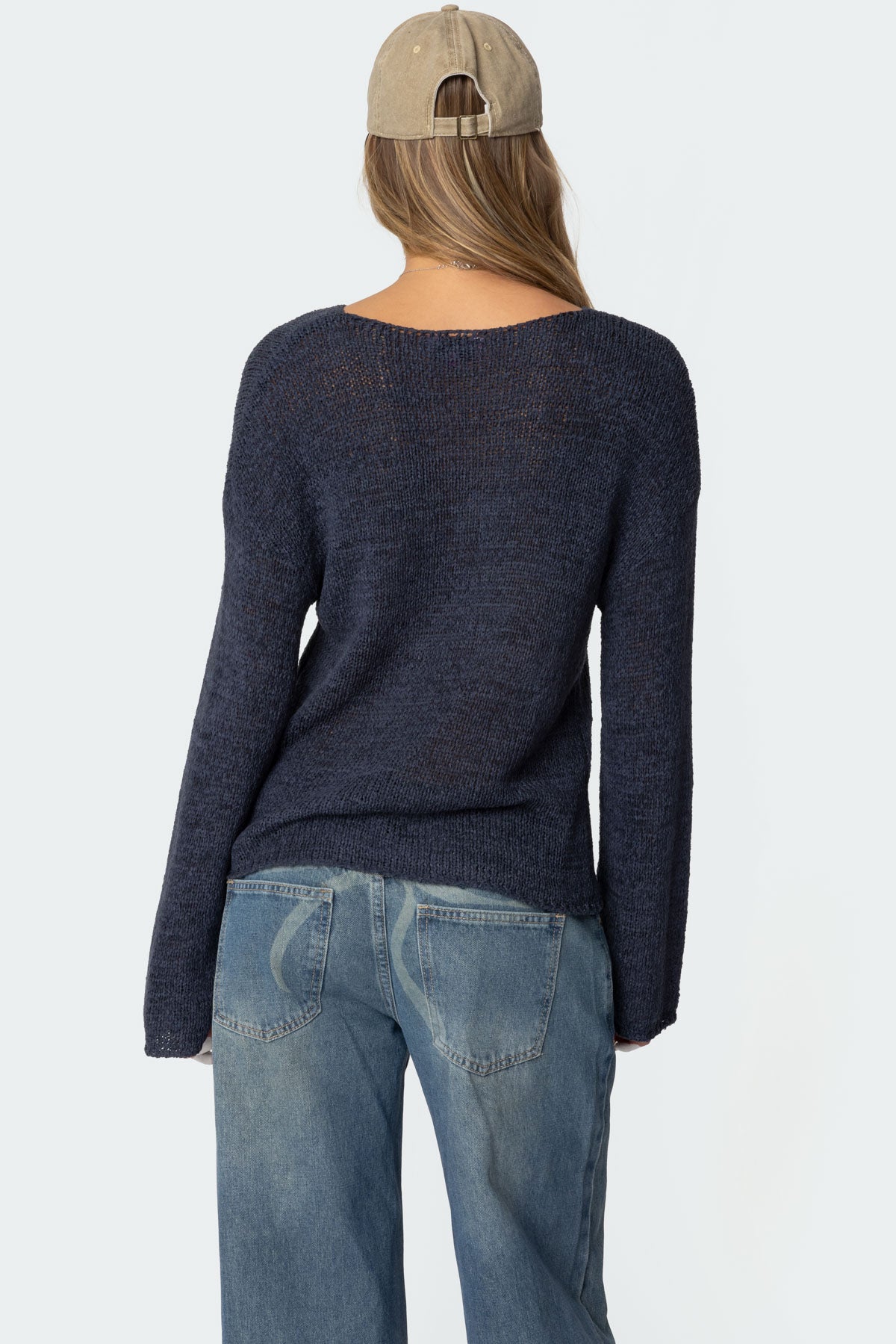 Drop Shoulder Light Knit Sweater - Image 5