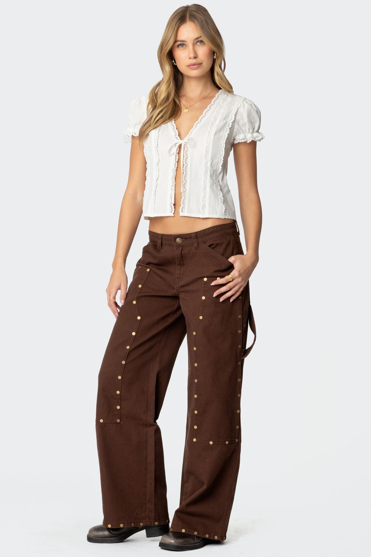 Studded Low Rise Carpenter Jeans - Image 3