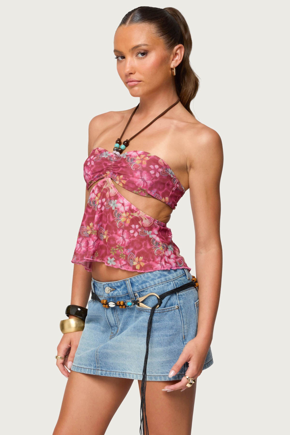 Solana Floral Cut Out Halter Top - Image 3