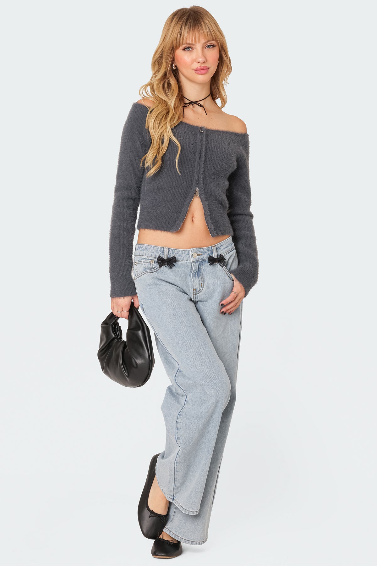 Sonia Off Shoulder Fuzzy Knit Top - Image 2