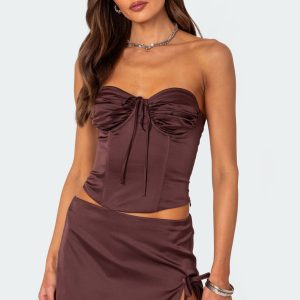 Bea Satin Effect Lace Up Corset